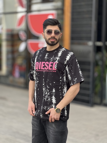 تیشرت چاپی Diesel آستین سه رب مشکی