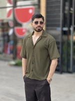 پیراهن زنبوری یقه انگلیسی سبز