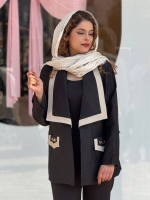 کت ژاکارد نوار کرم