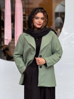 کت راه راه آستین دکمه کج راه