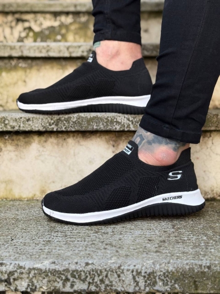 کتونی جورابی SKECHERS مشکی کف سفید