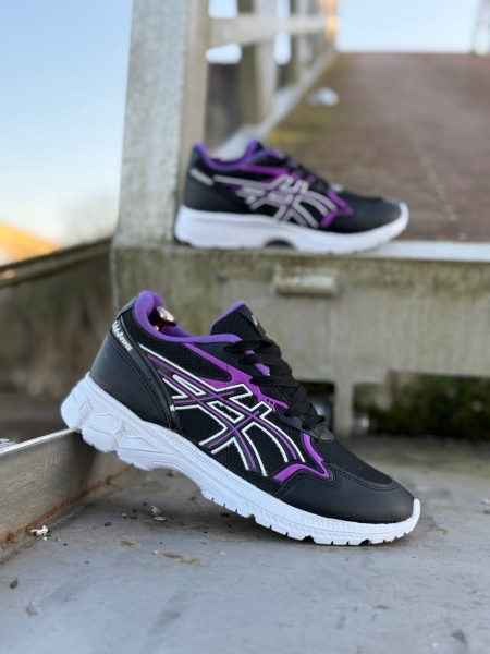 کتونی حراجی asics جدید مشکی بنفش