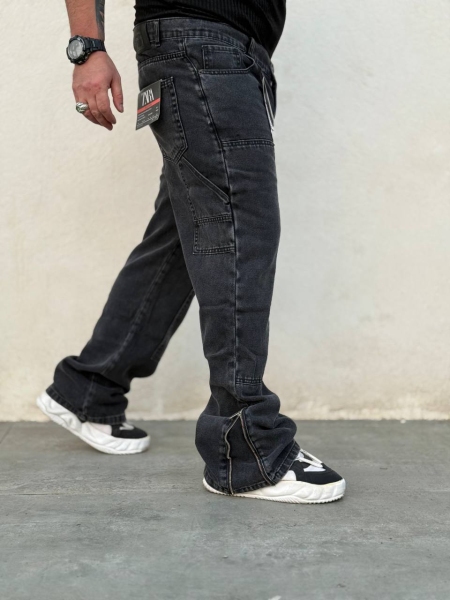 شلوار جین بگ دمپا زیپ DSQ زغالی سنگشور