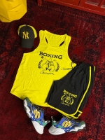 ست تاپ و شلوارک ورزشی BOXING زرد مشکی