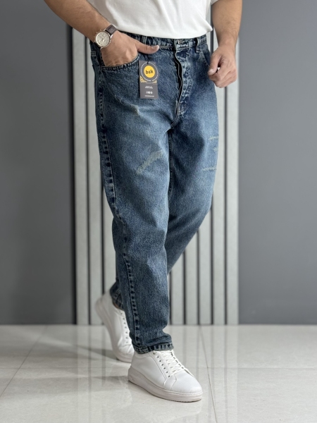 شلوار مام فیت آبی ( قد 105 سانت )