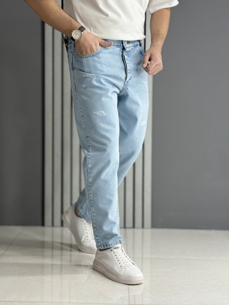 شلوار مام فیت آبی روشن ( قد 100 سانت )