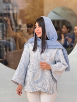 مانتو ژاکارد آبی پروانه ای