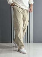 شلوار کارگو بگ استایل 5 جیب کرم ( کمر کش / قد 105 سانت )
