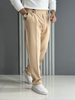 شلوار نیم بگ مازراتی کمر انگلیسی نسکافه ای روشن ( قد 105 سانت /پشت کمرکش)