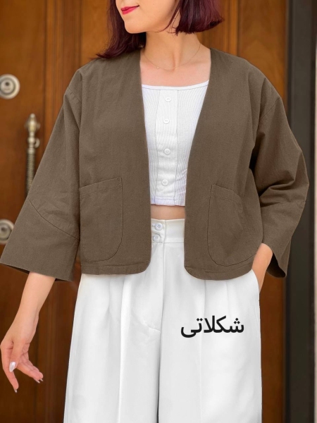 کت کوتاه لینن دو جیب