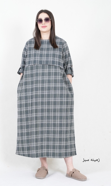 کفتان چهارخونه یقه گرد