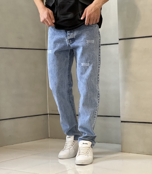شلوار مام فیت جین Zara آبی یخی کد 222