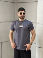 تیشرت بیسکوییتی سینه گلدوزی LV طوسی