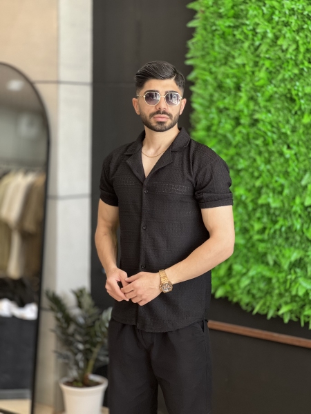 پیراهن مراکش خارجی یقه انگلیسی AB مشکی