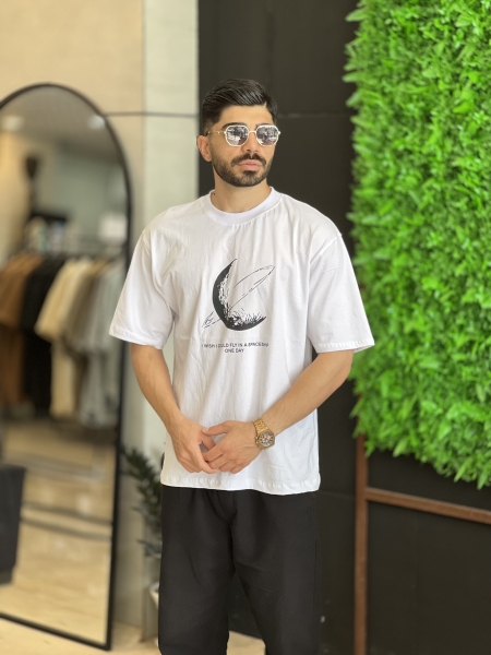 تیشرت ماه شبرنگی Em سفید