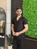 پیراهن مراکش خارجی یقه انگلیسی AB مشکی