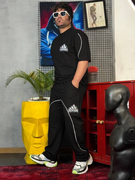 ست تیشرت و اسلش مغزی خور ADIDAS مشکی