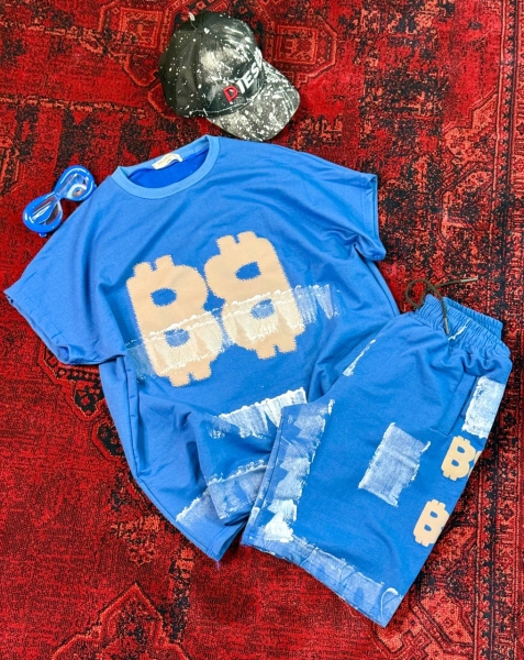 ست کاور و شلوارک Balenciaga آبی