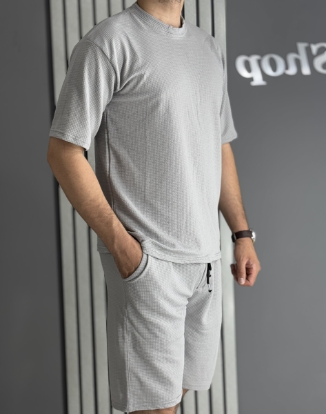 ست مراکشی تیشرت و شلوارک طوسی
