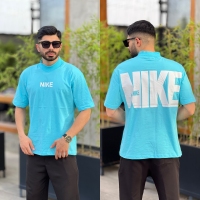 تیشرت یقه 5 سانت Nike آبی آسمانی