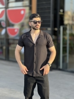پیراهن ابر و بادی ترک یقه انگلیسی مشکی