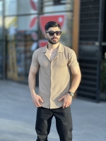 پیراهن ابر و بادی ترک یقه انگلیسی کرمی