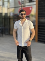 پیراهن ابر و بادی ترک یقه انگلیسی سفید