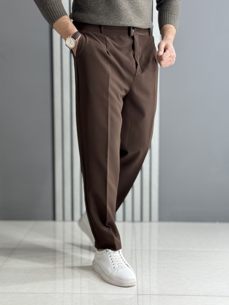 شلوار مام پارچه مازراتی دبل شکلاتی ( قد 100 سانت پشت کمر کش)