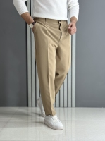 شلوار مام پارچه دبل مازراتی نسکافه ای( قد 100 سانت پشت کمر کش )