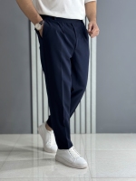 شلوار مام پارچه مازراتی دبل سرمه ای ( قد 100 سانت پشت کمر کش )