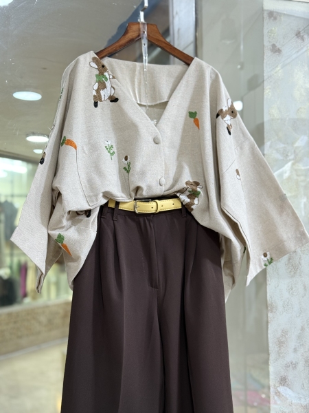 کت لینن باکسی