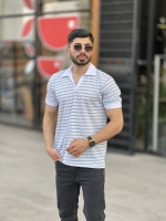 تیشرت اولدمانی یقه دار آبی