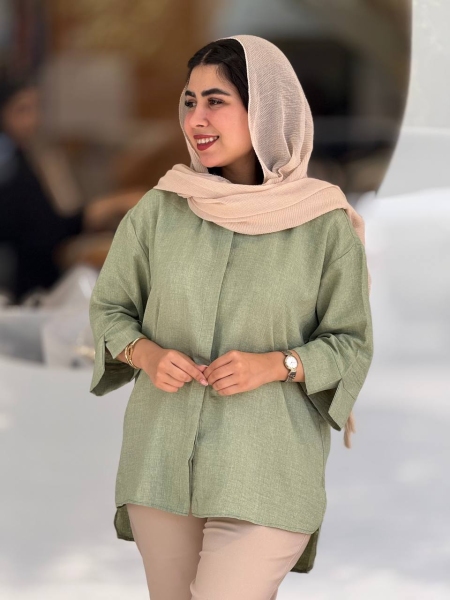 شومیز اسلپ دکمه مخفی
