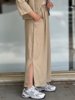 شلوار کراپ بک لینن راه راه