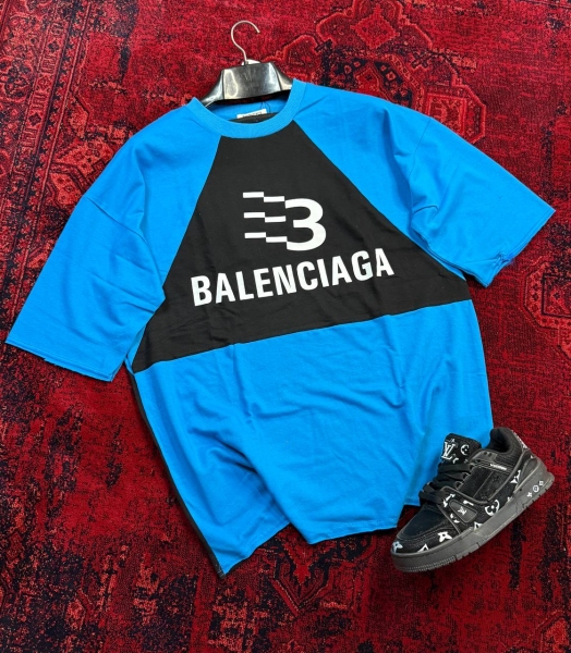 تیشرت آستین کوتاه دو تیکه BALENCIAGA آبی مشکی