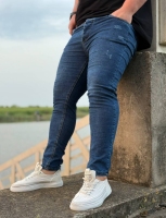 شلوار جین اسکینی طرح زاپ LR آبی تیره