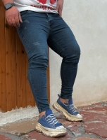 شلوار جین اسکینی طرح زاپ ZARA آبی کدر