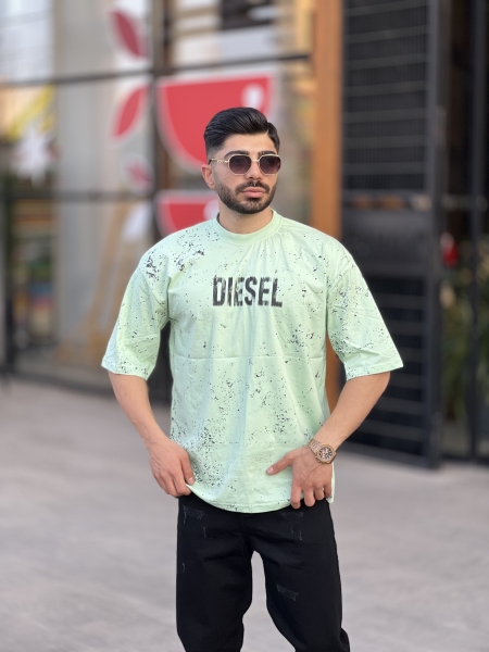 تیشرت دیزل آبرنگی Zara سبزپاستیلی