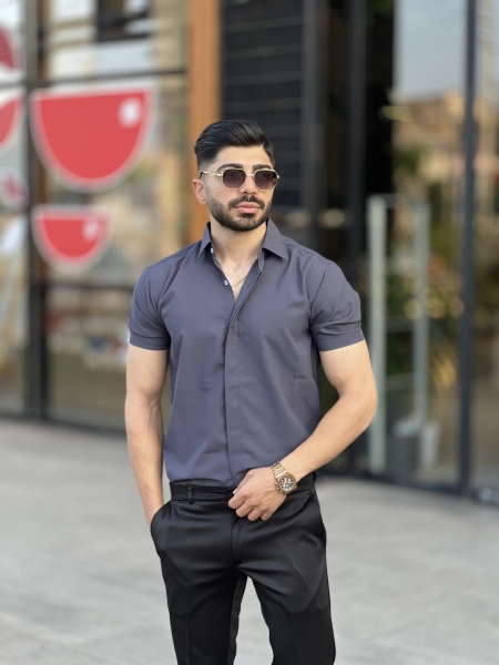 پیراهن دوشین کلاسیک ذغالی