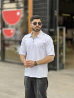 تیشرت نیم زیپ مراکش سفید