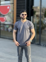 تیشرت یقه کوبایی بیسکوییتی Yep ذغالی
