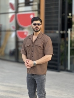 پیراهن دوجیبب زیروتن قهوه ای