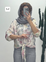 شومیز گره ای گلدار تک جیب