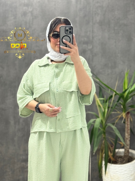 ست دو تیکه شومیز شلوار وال پفکی