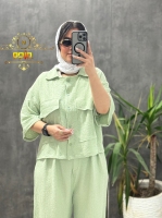 ست دو تیکه شومیز شلوار وال پفکی