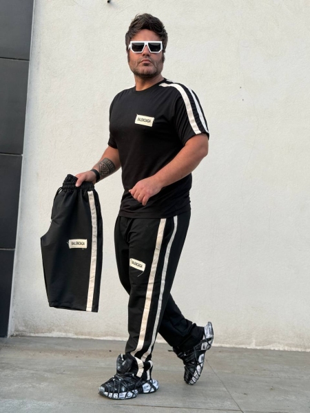 ست سه تیکه BALENCIAGA دو خط مشکی