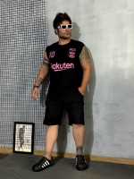 ست تاپ و شلوارک Barcelona مشکی صورتی