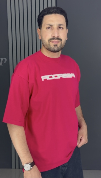 تیشرت ماکان لش باکسی سرخابی ( گرم بالا )