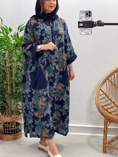 پیراهن کنفی جیبدار