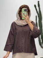 شومیز لینن آستین دکمه